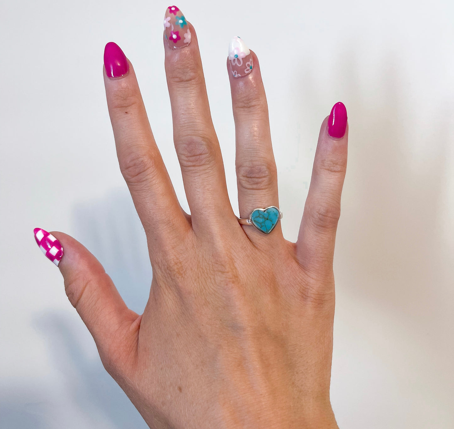 Kingman Turquoise Sterling Silver Heart Ring - HIGHLAND MOON CO, LLC