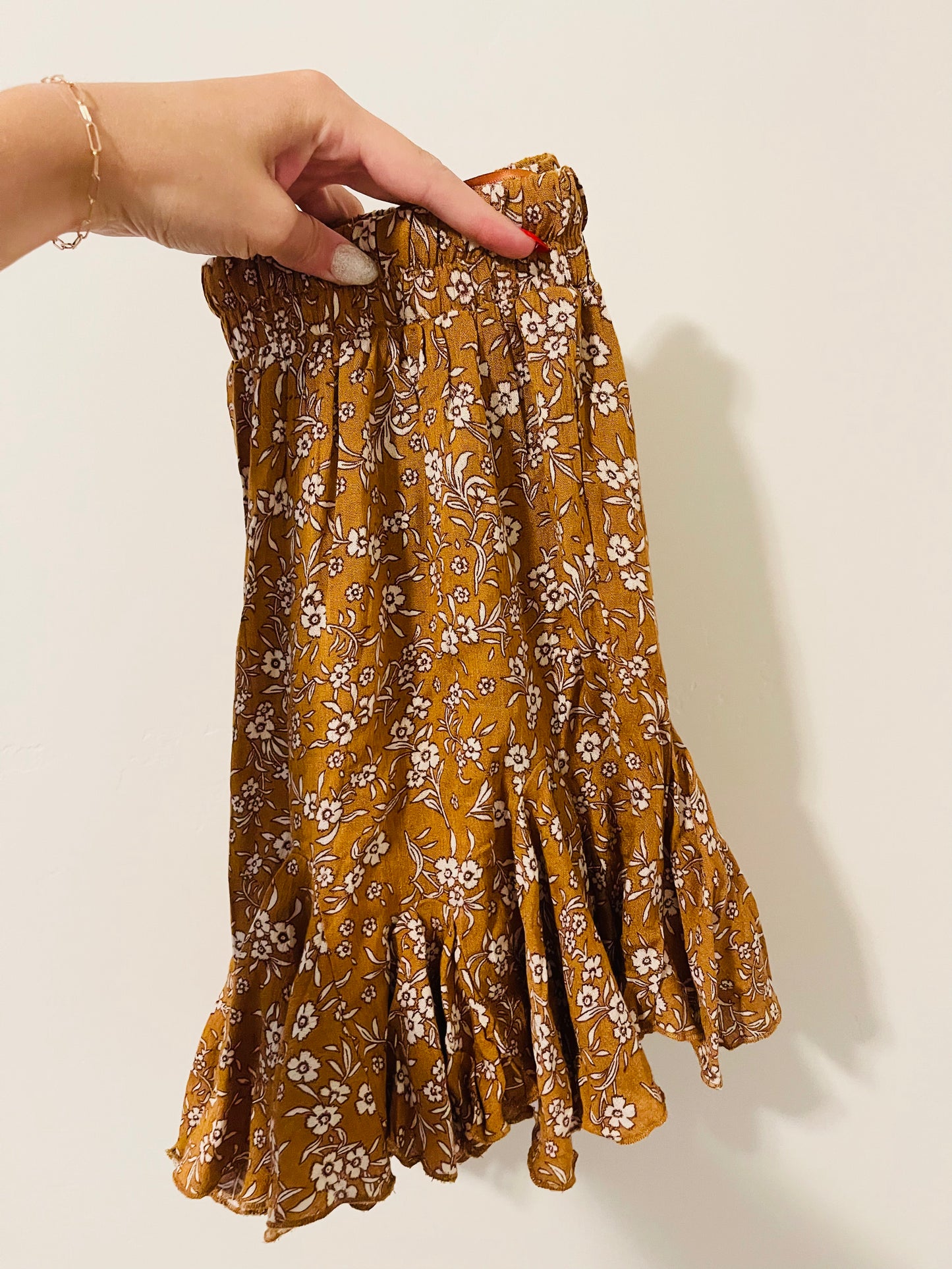 Mustard Floral Skort - HIGHLAND MOON CO, LLC
