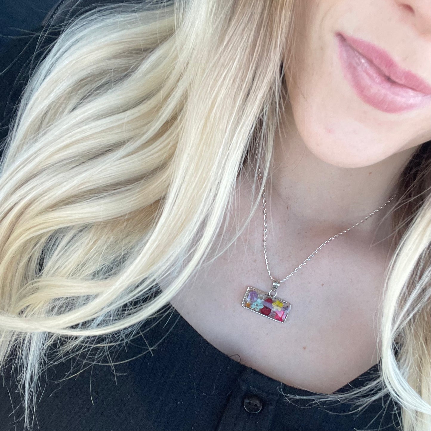 Dried Flower Bar Necklace