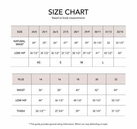 size chart for shorts
