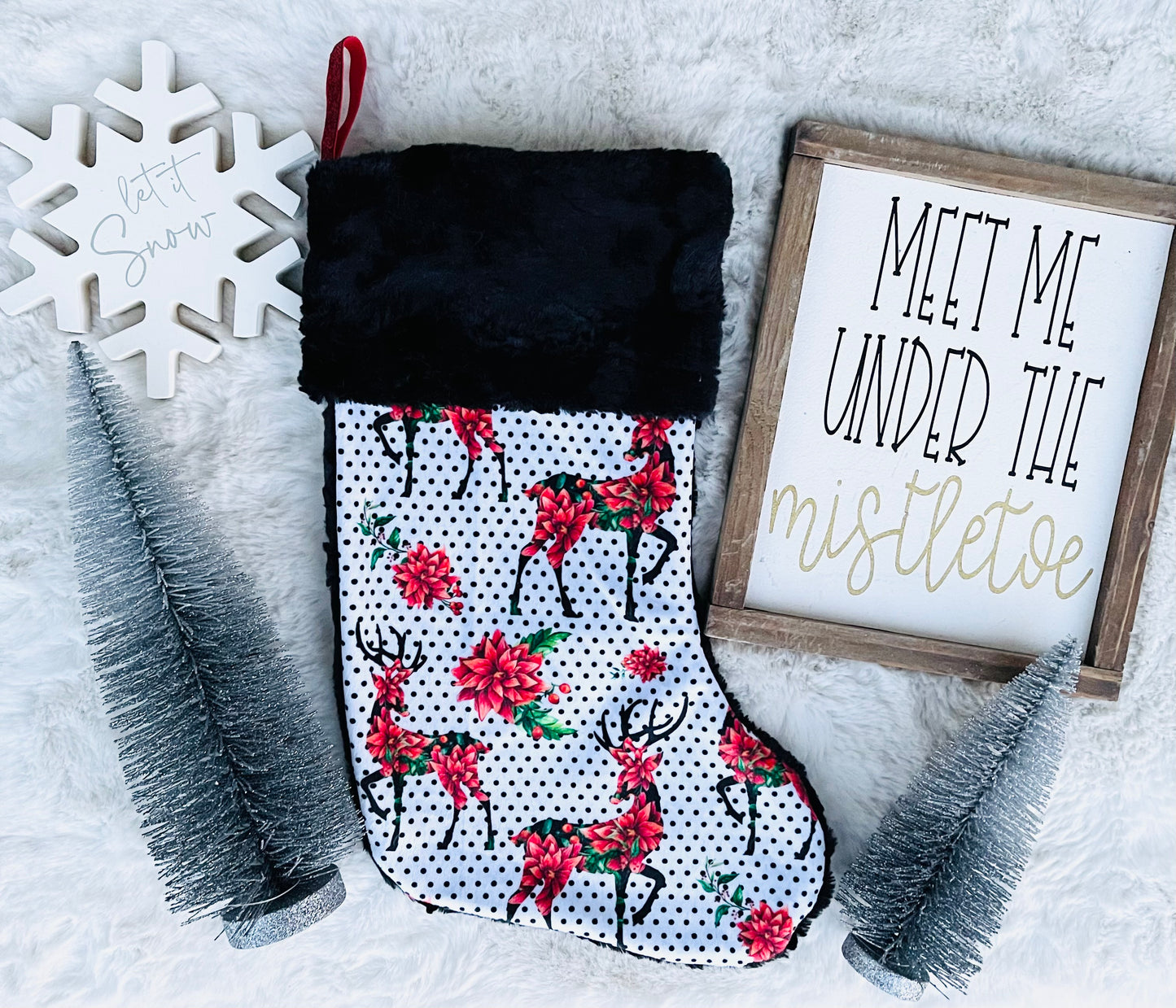 Minky Floral Elk Stocking - HIGHLAND MOON CO, LLC