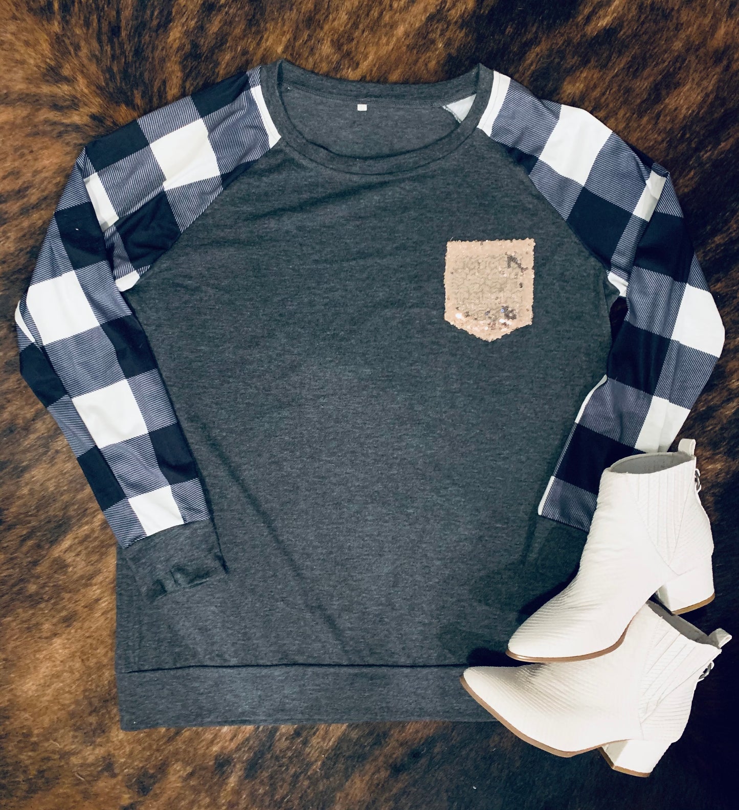 Buffalo Plaid Sequin Long Sleeve - HIGHLAND MOON CO, LLC