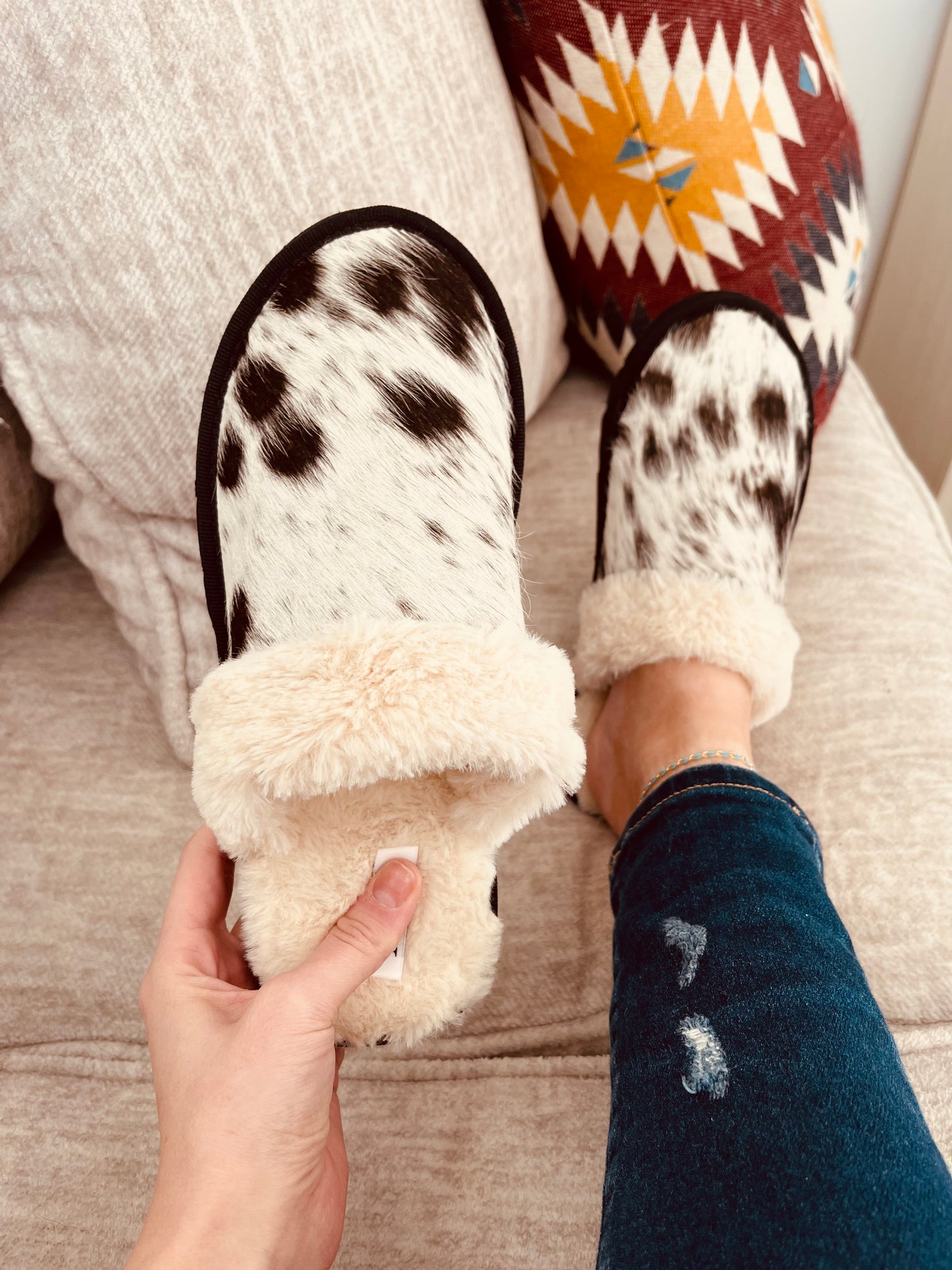 Home for the Holiday Slippers - Black - HIGHLAND MOON CO, LLC