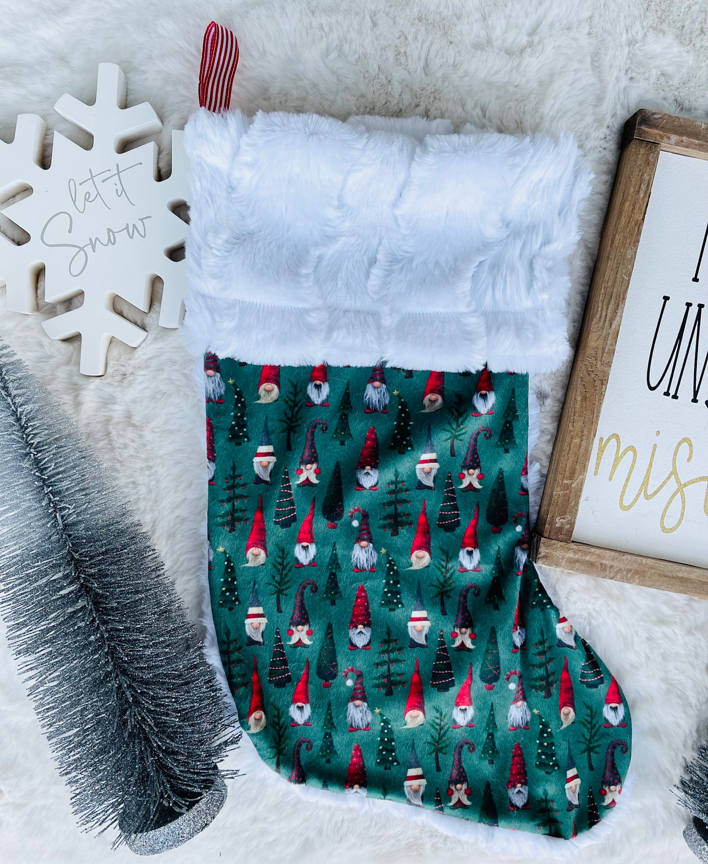 Minky Gnomes Stocking - HIGHLAND MOON CO, LLC