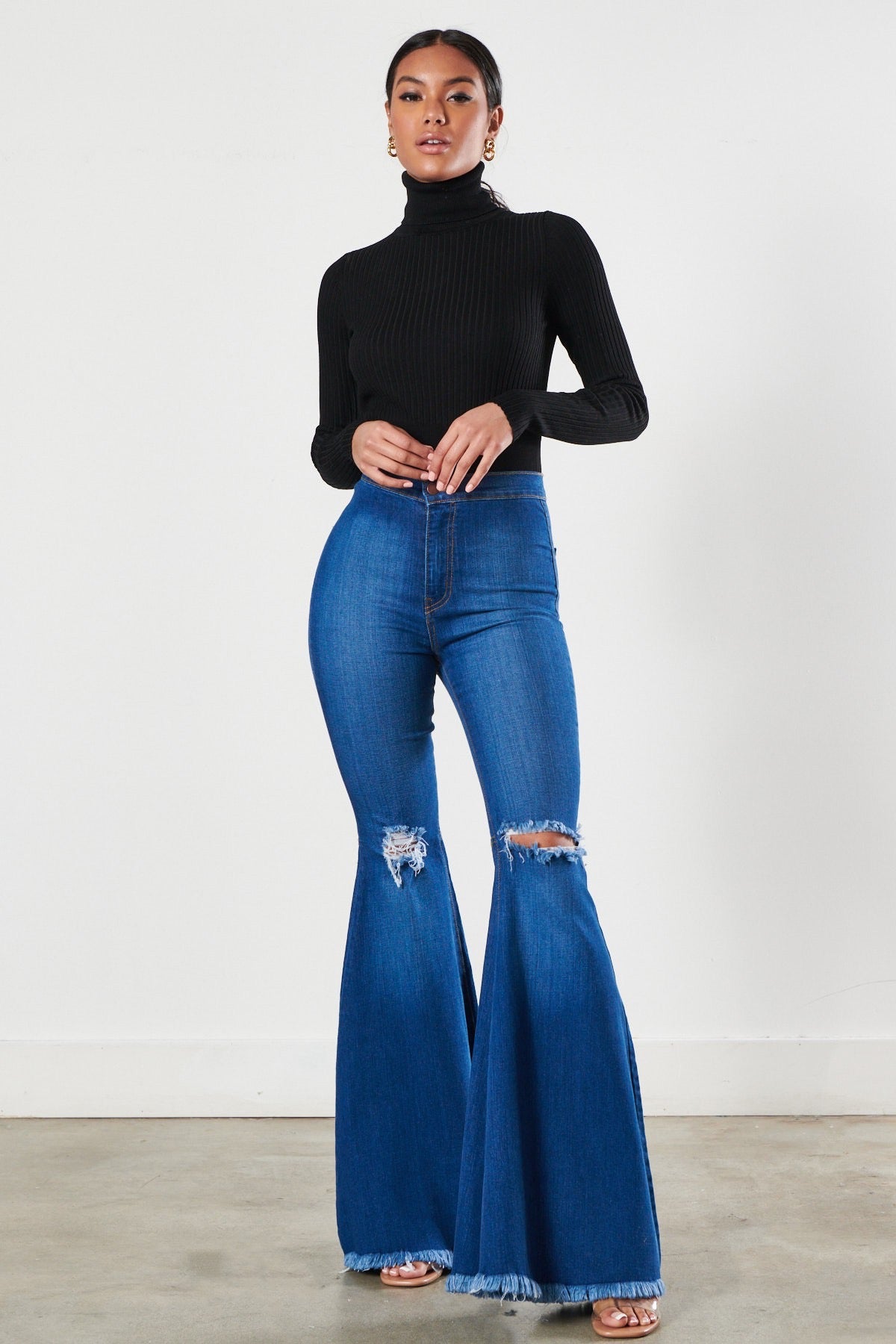 Medium Stone Flare Jeans - HIGHLAND MOON CO, LLC