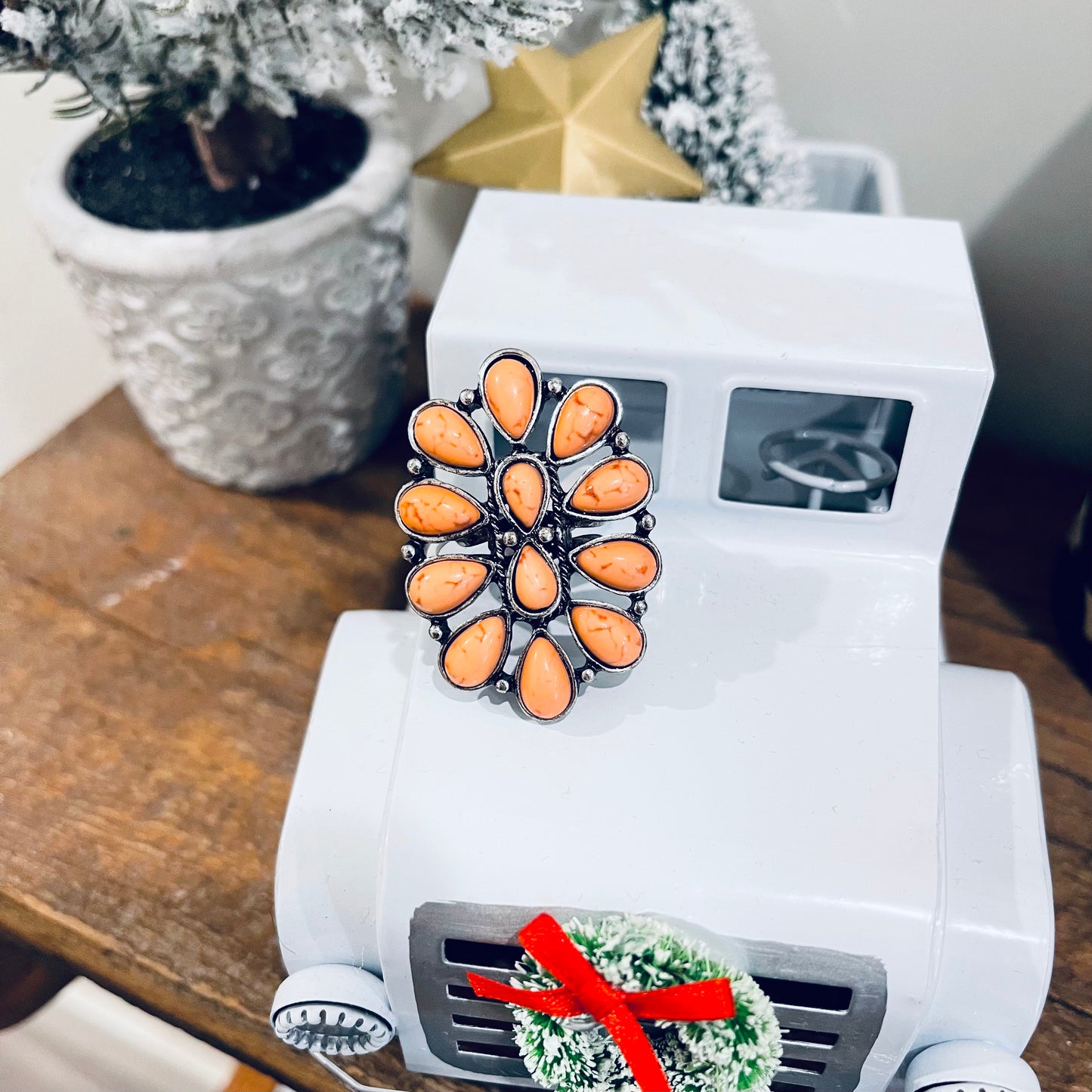 Coral Western Adjustable Ring