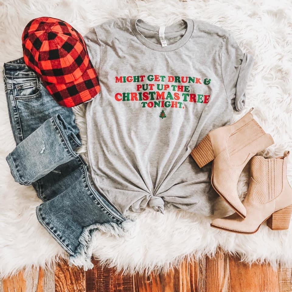Might Get Drunk Christmas Tee - HIGHLAND MOON CO, LLC