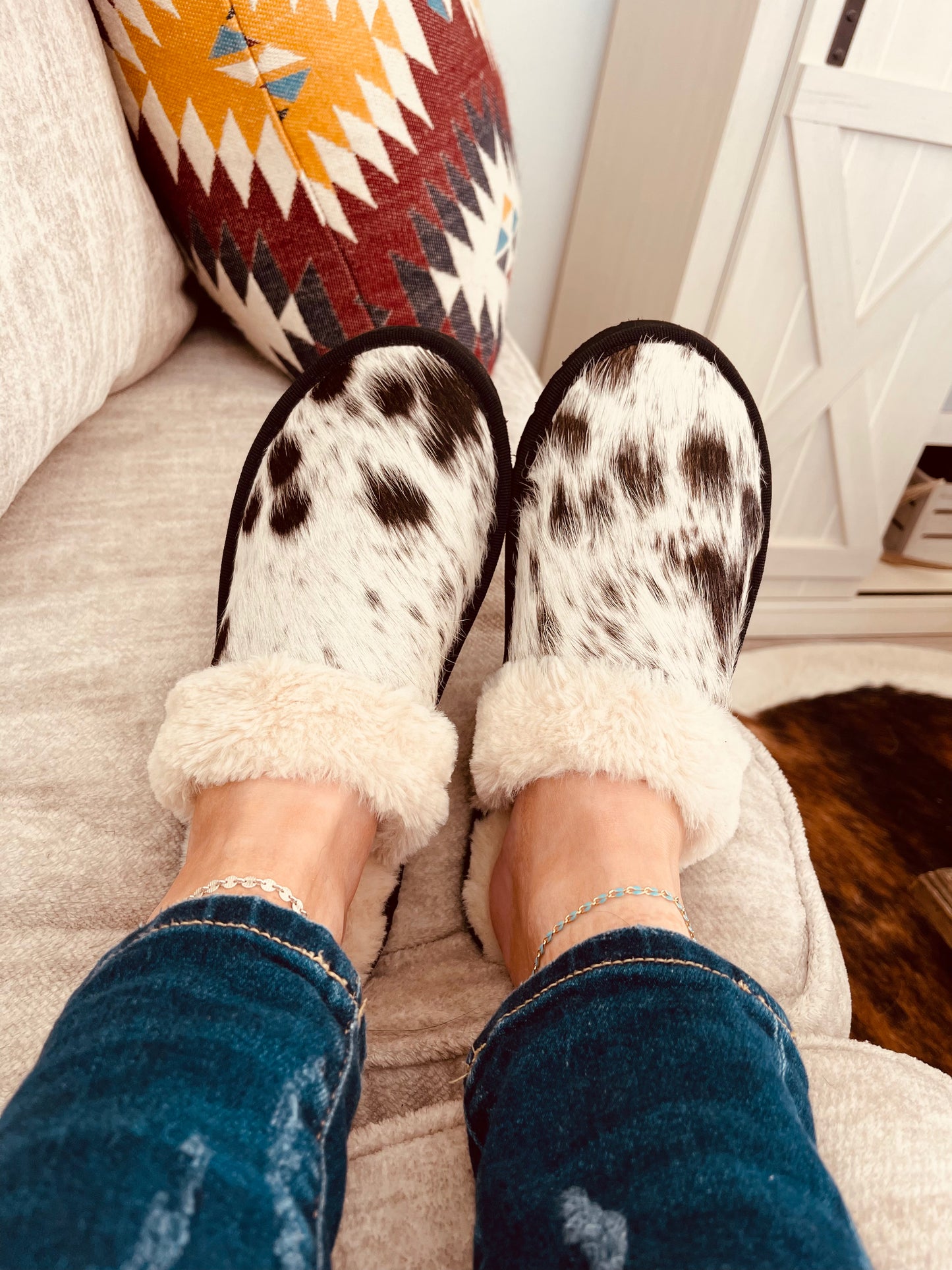 Home for the Holiday Slippers - Black - HIGHLAND MOON CO, LLC