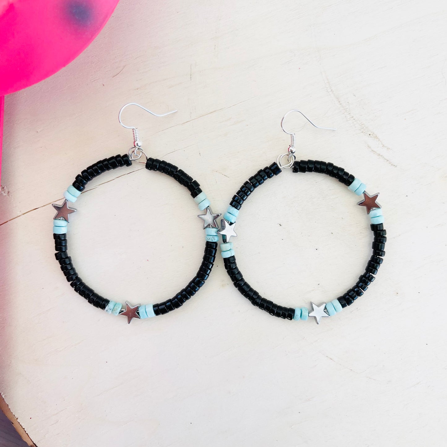 Silver Star Hoop Earrings - HIGHLAND MOON CO, LLC