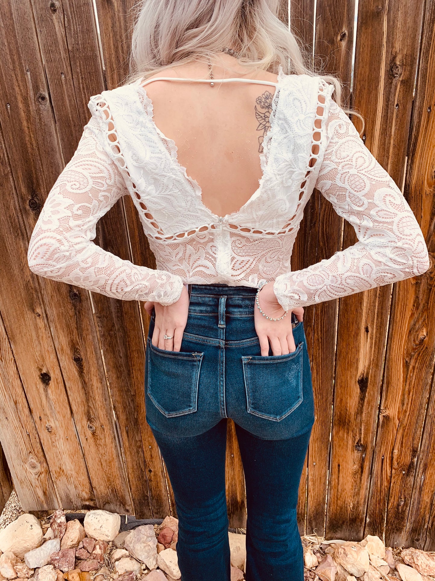 White Lace Bodysuit - HIGHLAND MOON CO, LLC