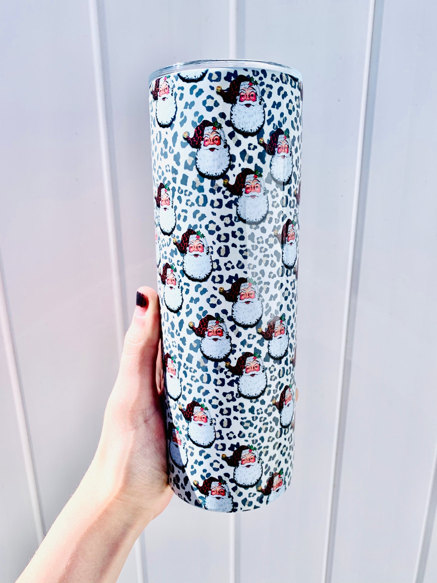 Santa Leopard Skinny Tumbler - HIGHLAND MOON CO, LLC