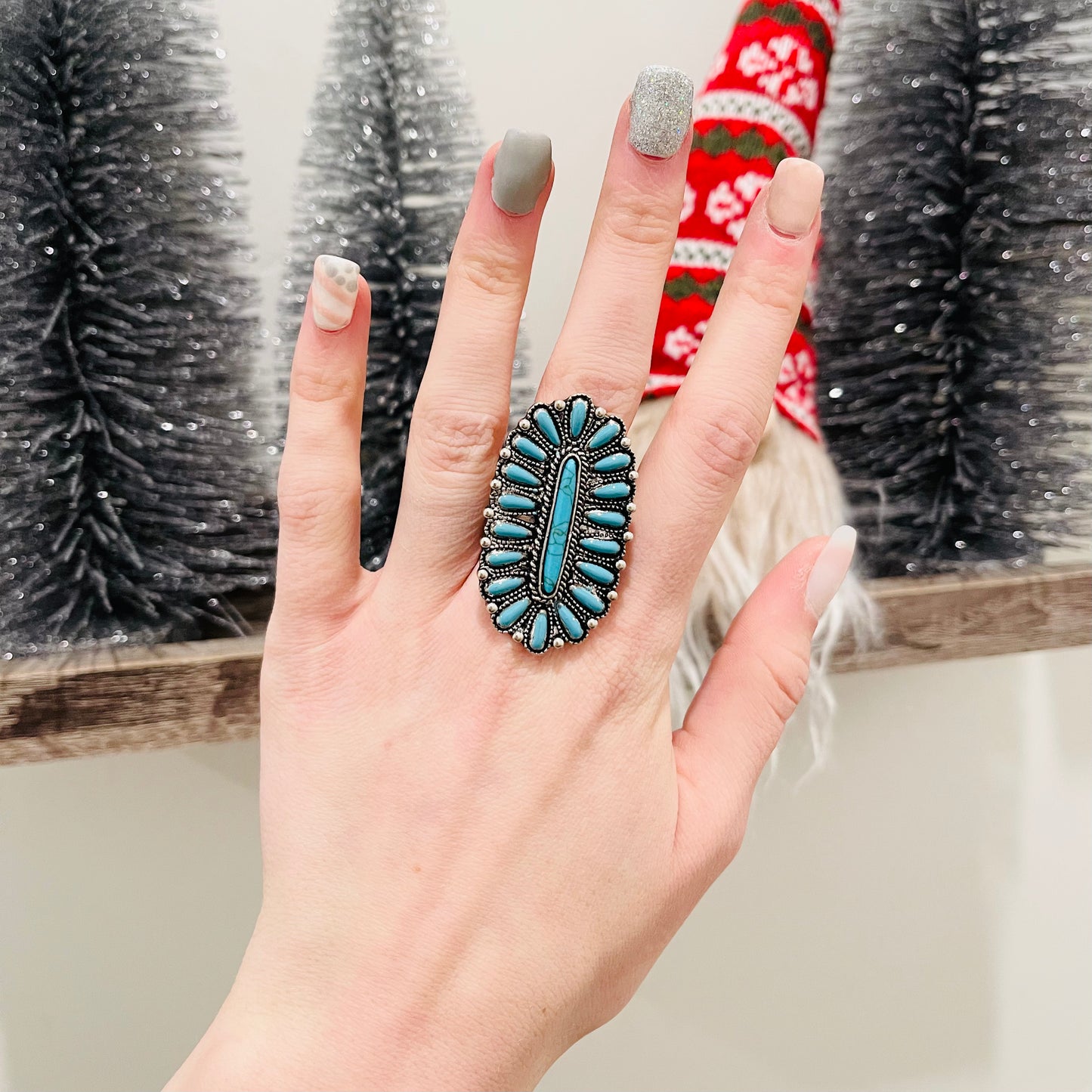 Turquoise Concho Adjustable Ring