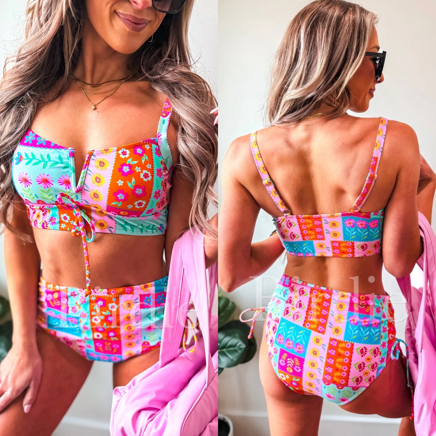PREORDER Luna Tie Two Piece Swimsuit in Spring Paisley Patch (sold as set!)