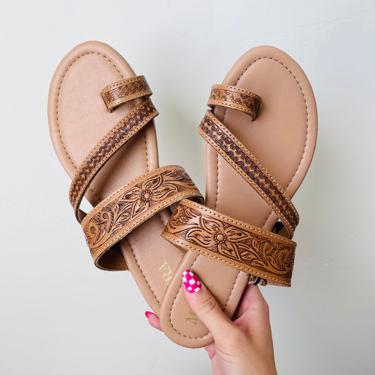 Point Ridge Hand Tooled Sandals