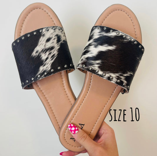 Lettie Ridge Cowhide Sandals - Size 10