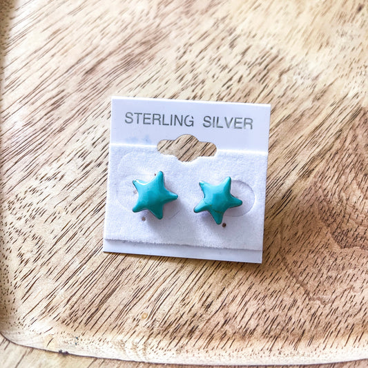 Kingman Turquoise / Sterling Silver Star Studs