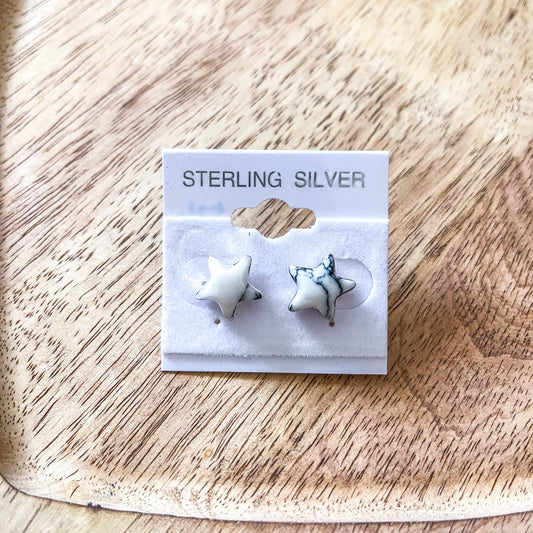 Howlite / Sterling Silver Star Studs