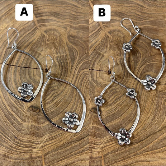 Sterling Silver Floral Dangle Earrings