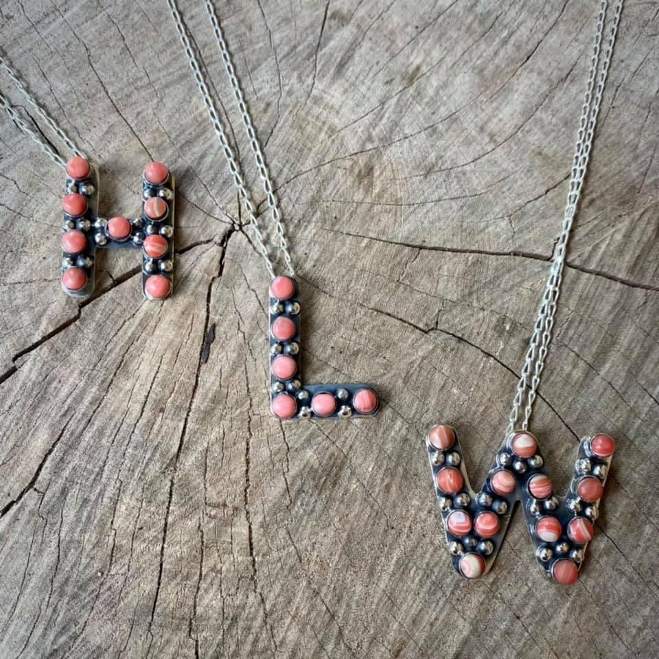 Coral Letter Necklace - HIGHLAND MOON CO, LLC