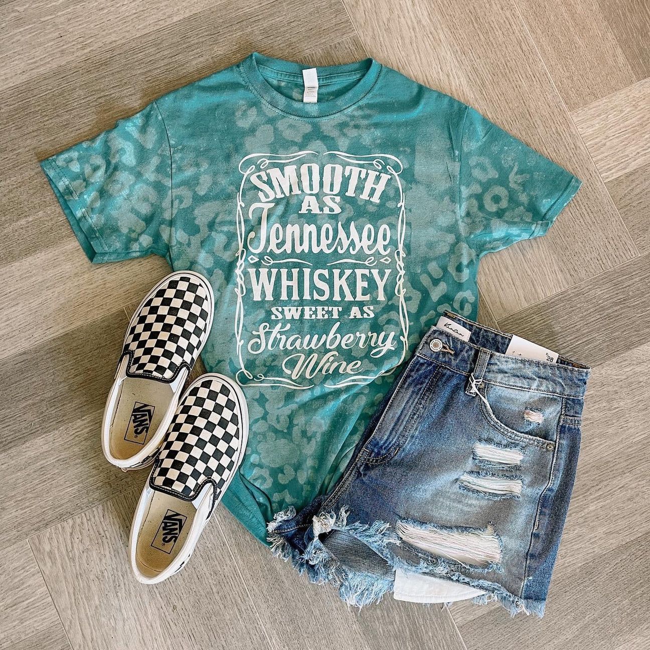 Teal Bleached Tennessee Whiskey Tee - HIGHLAND MOON CO, LLC