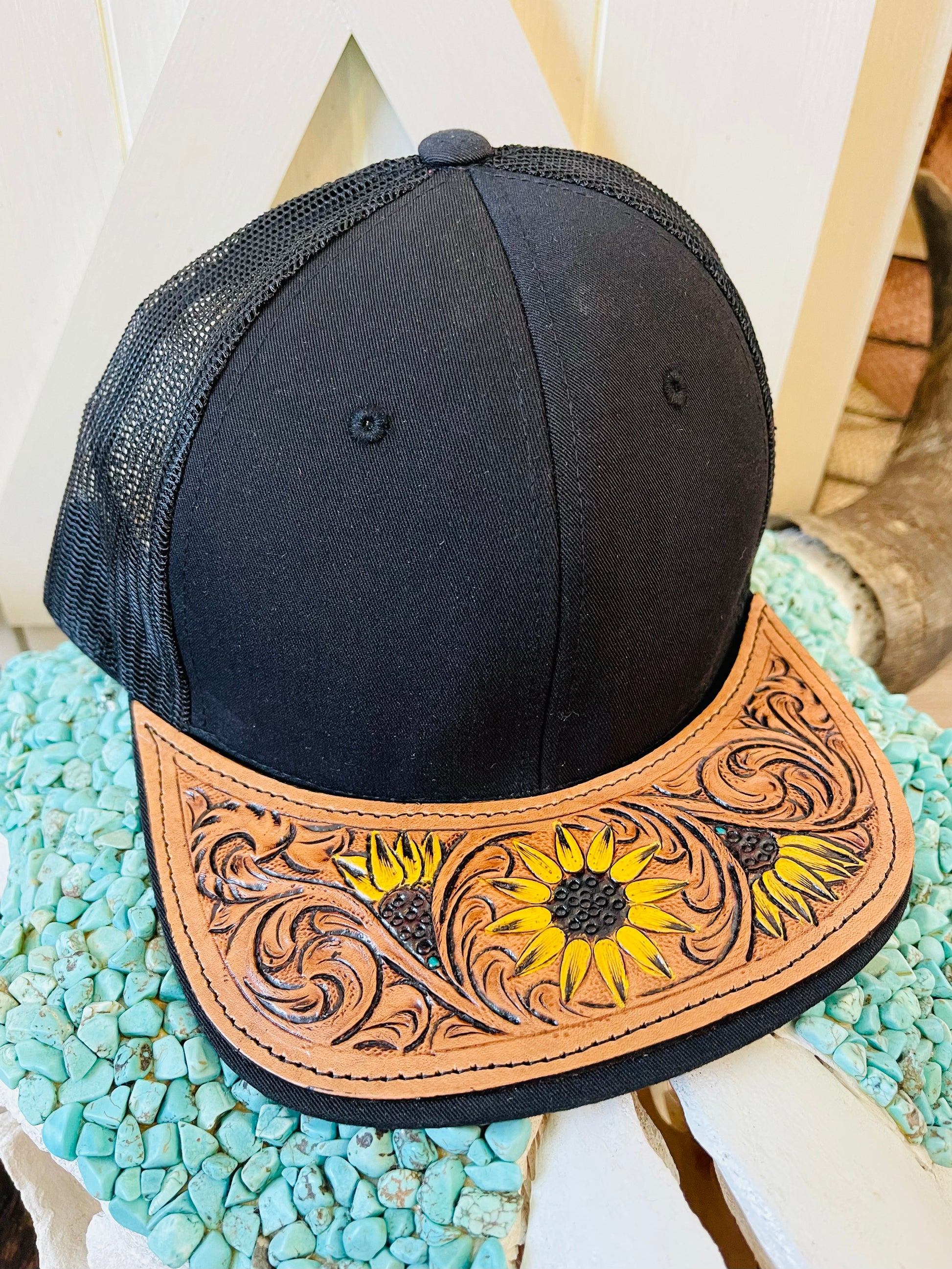 Tooled Sunflower Hat - HIGHLAND MOON CO, LLC