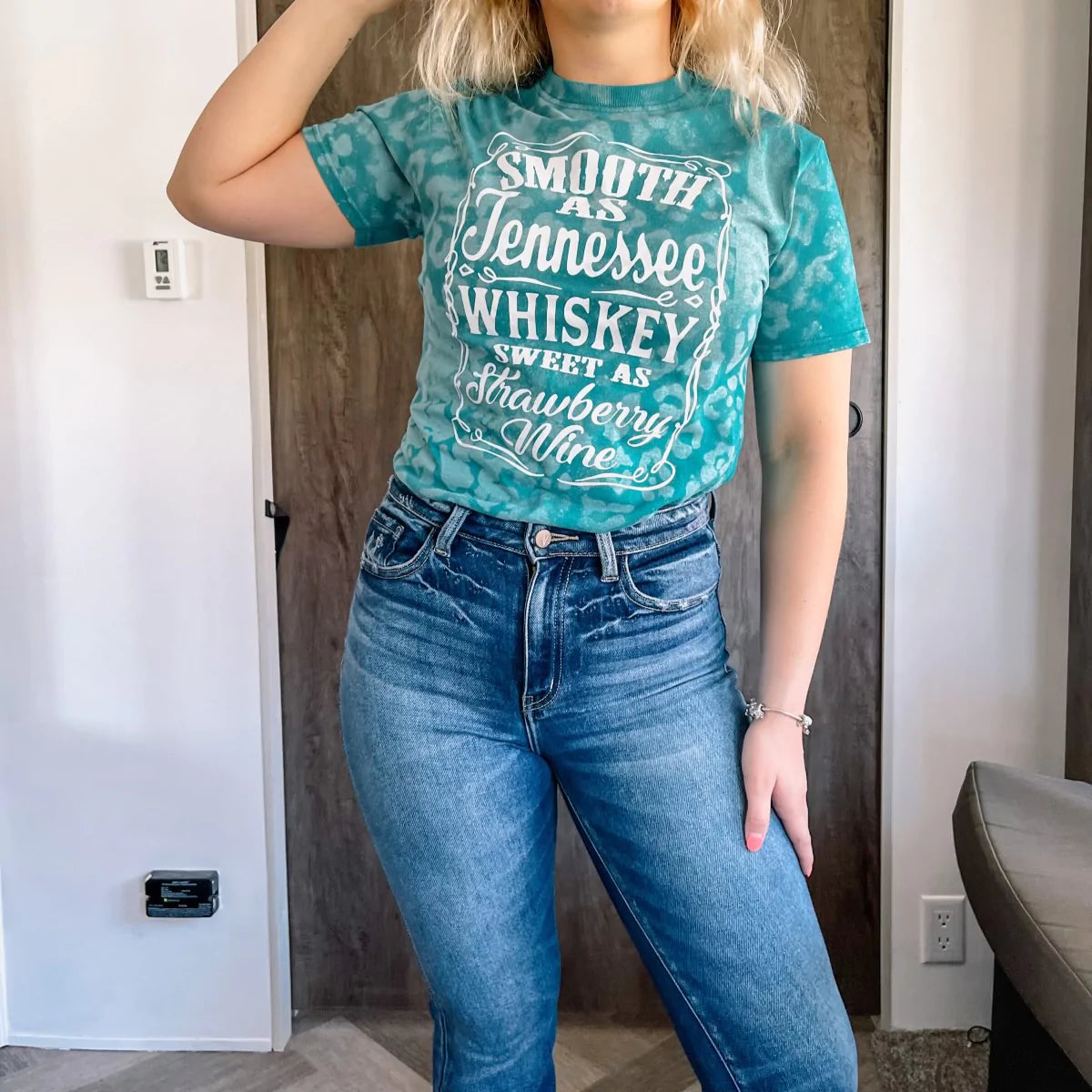 Teal Bleached Tennessee Whiskey Tee
