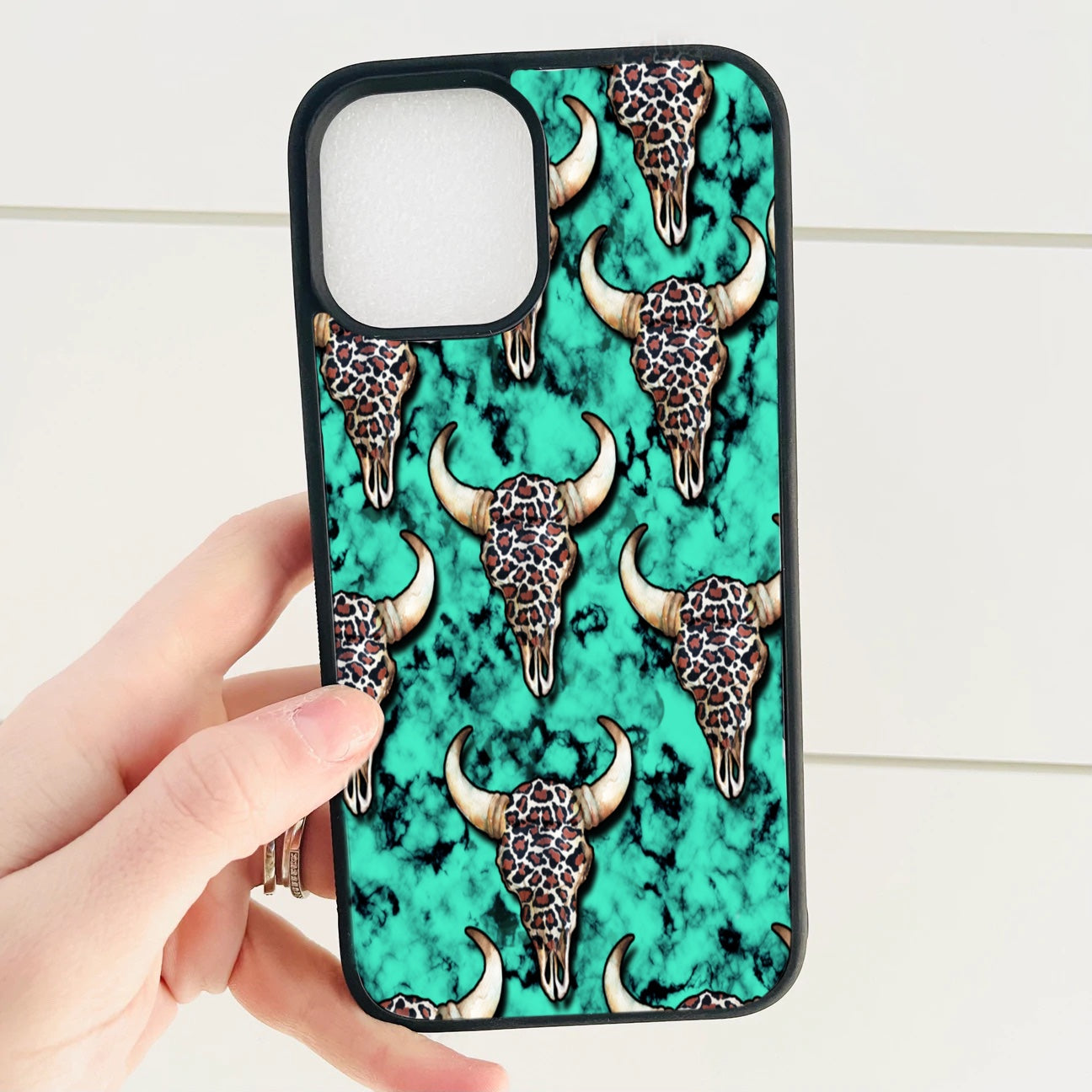 Turquoise Cheetah Bullhead Phone Case - HIGHLAND MOON CO, LLC