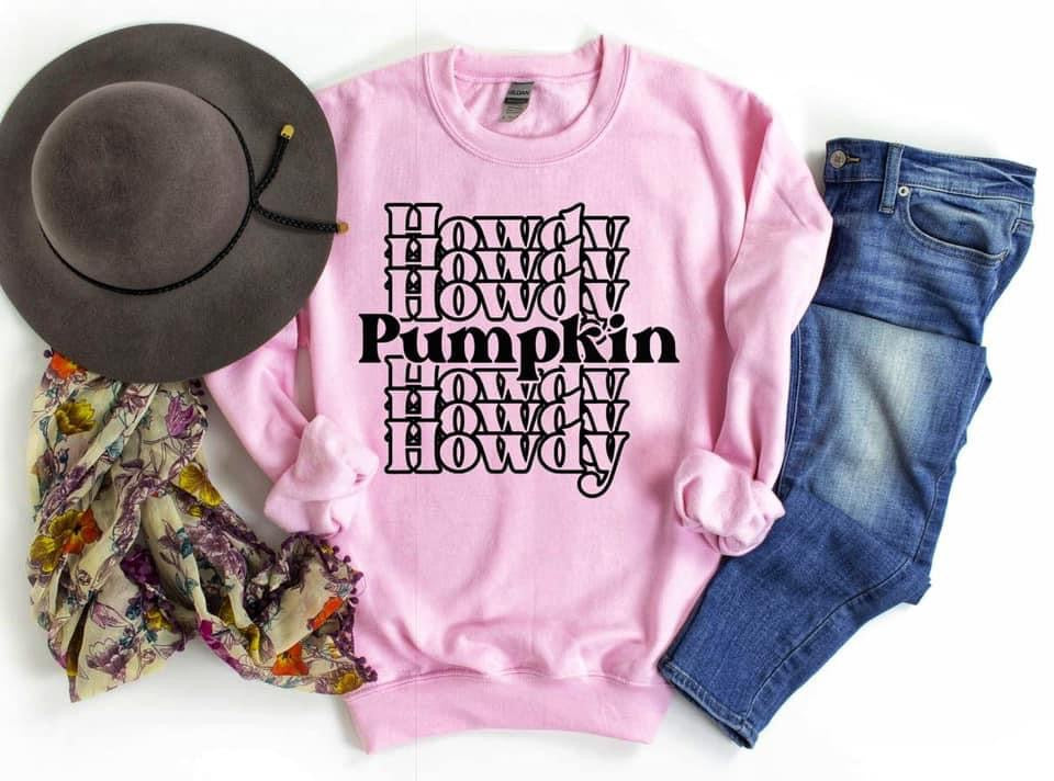 Howdy Pumpkin Pullover - Pink - HIGHLAND MOON CO, LLC