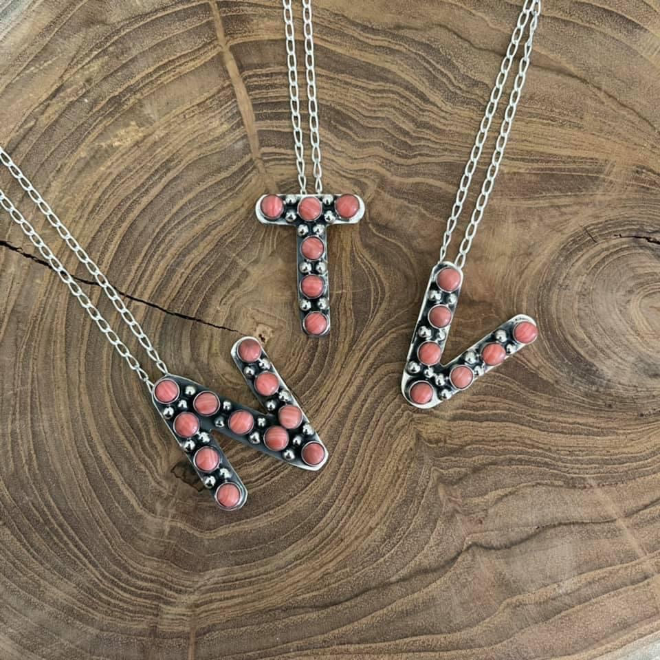 Coral Letter Necklace - HIGHLAND MOON CO, LLC